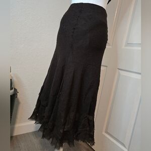 Sisley dark chocolat shade midi Trumpet very fine wool Skirt. Size S